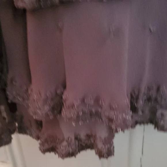 Jones New York Purple Ruffled Asymmetrical Slip Dress With Beading